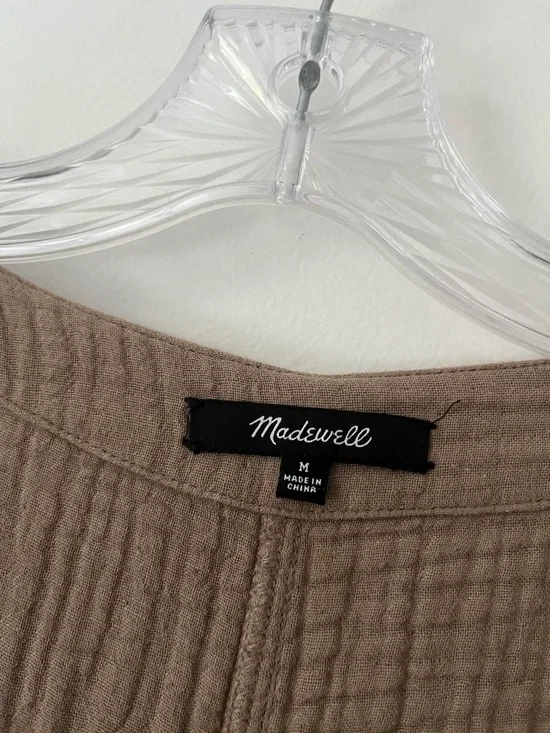 Madewell Lightspun Coverall Jumpsuit 100% Cotton Gauze Tan Brown Medium - Picture 7 of 11
